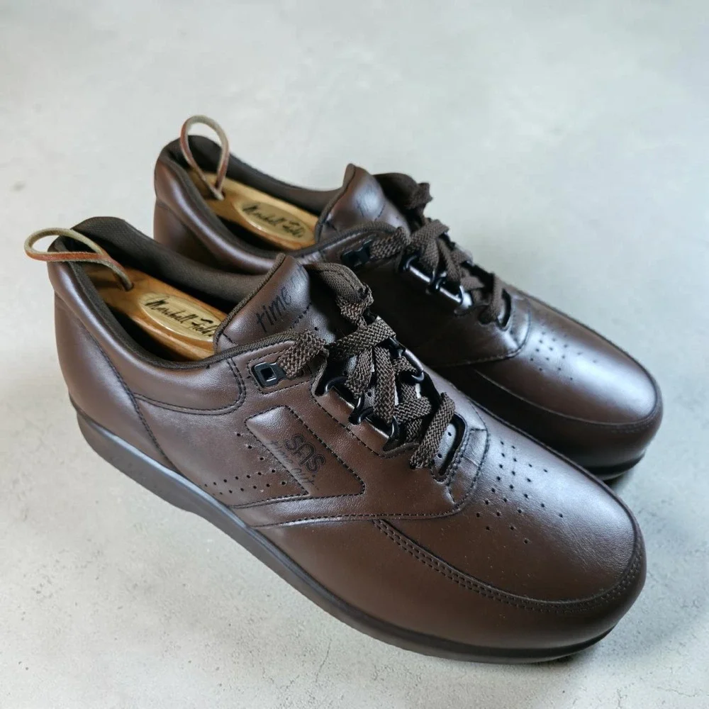 SAS Time Out Shoes Brown Leather Comfort Lace Up Sneakers Mens‎ Size 8 M New